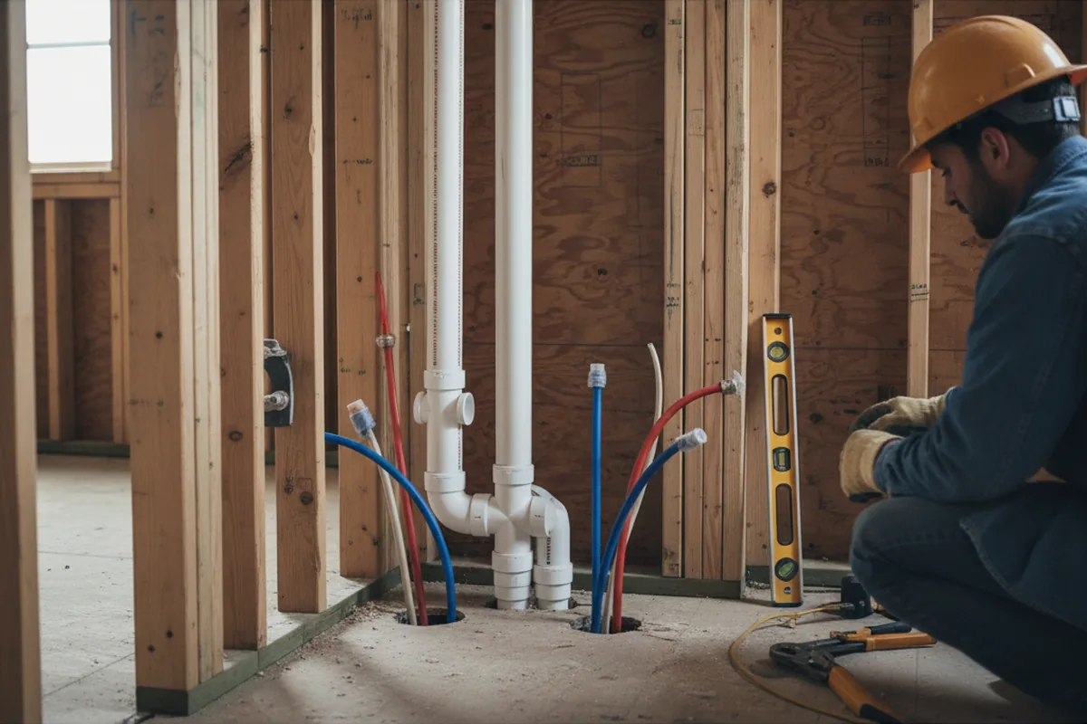 Drain and supply rough-in during Drain Cleaning in Jenners