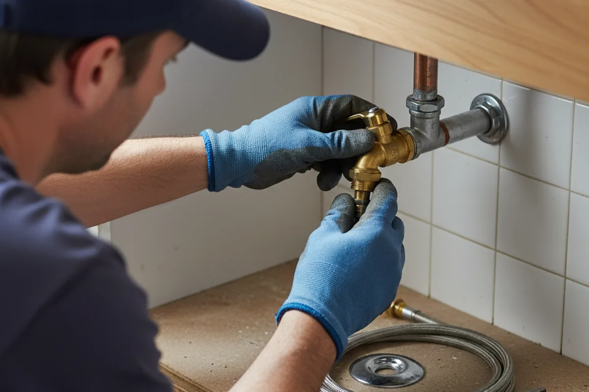 Shutoff valve and fitting work during Burst Pipe Repair in Jenners